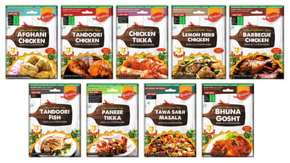 Nimkish Tandoori Grill Spice Combo Pack of 9 | Ready-to-Cook BBQ & Tandoori Masala Kit | Instant Premix