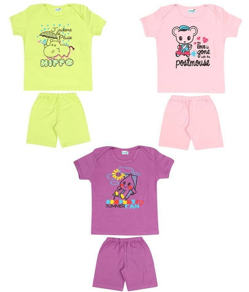 Dongli Pack of 3 Baby Boys 100% Cotton Top & Shorts ( Multi )