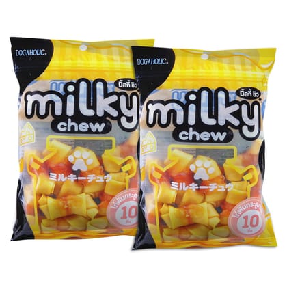 Dogaholic Milky Chew Cheese & Chicken Bone Dog Treats, Protein Rich Milky Snacks for Dogs of All Breeds and Ages, Helps Muscle Development, Pack of 2,All Life Stages