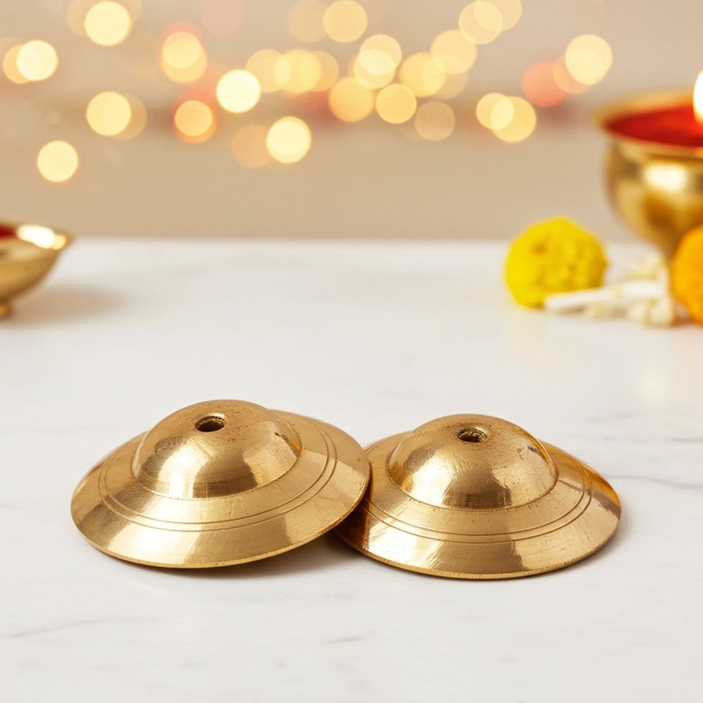 Brass Manjira With Brass Finish (ZMAS416 B)