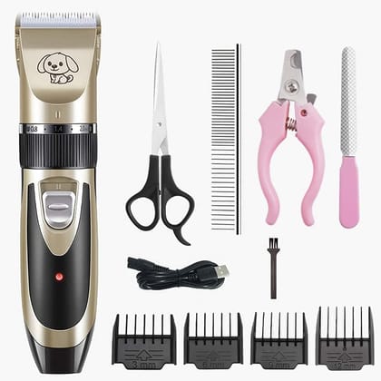 VARNDR Dog Hair Trimmer, Rechargeable Cordless Electric Quiet Hair Clipper Grooming Kit Set, Professional Dog Hair Trimmer Long Short Hair Shaver for Dogs Cats Pets (DHT02) Dht02