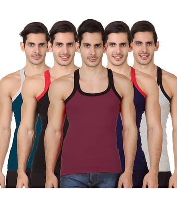 Hap Kings Pack of 5 Cotton Sleeveless vest For Men ( Multi )