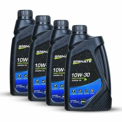 Signate 10W30 4T Scooter Engine Oil | Power Formula For High Performance (800 ml, Pack of 4)