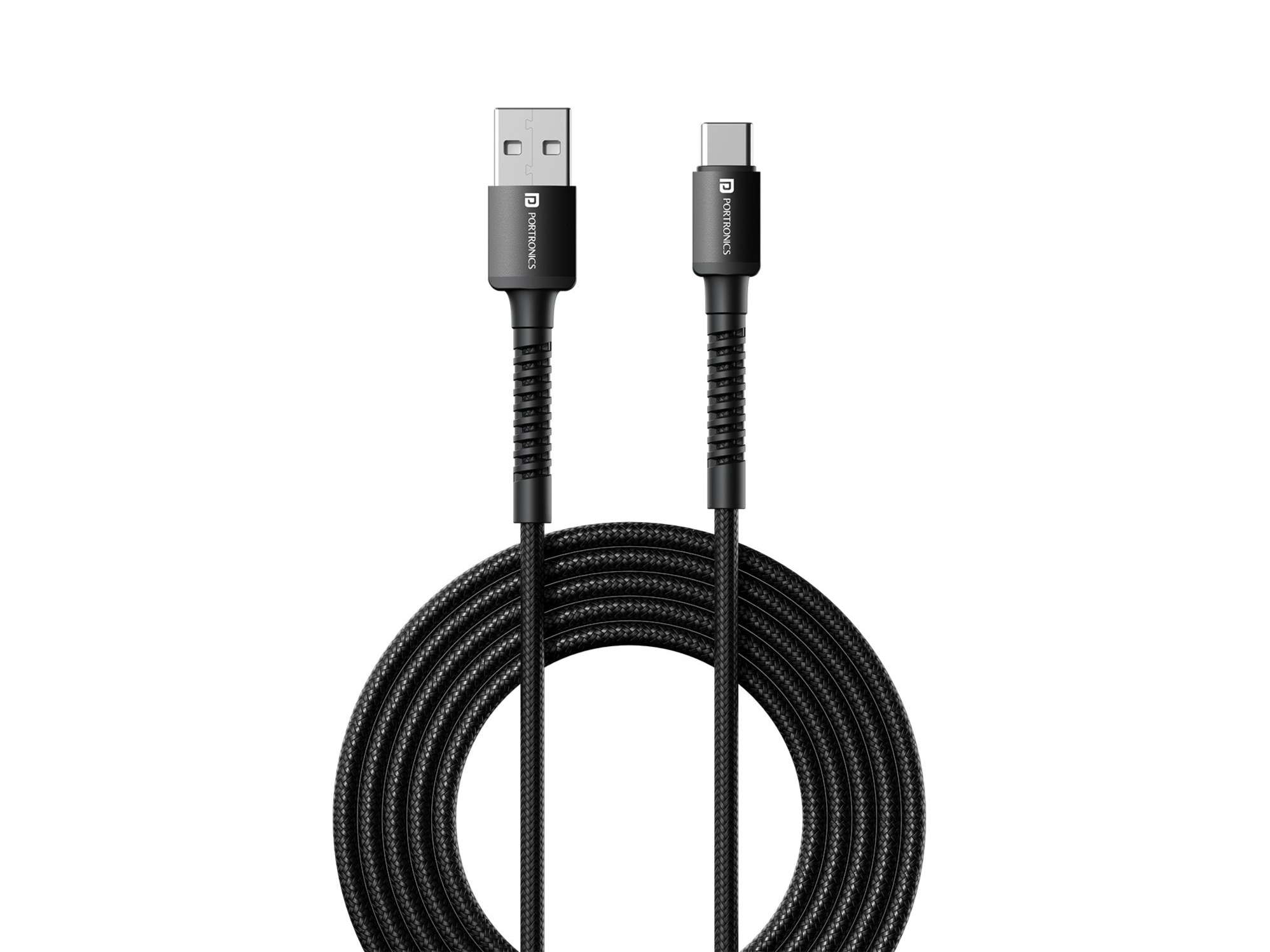 Portronics Konnect X Usb To Type C 3A -1M Unbreakable & Durable, Fast Charging & Data Sync, 1 Meter Portable Cable - Black