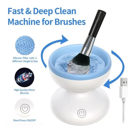 Electric Makeup Brush Cleaner | Automatic Makeup Brush Washing & Cleaning Machine | Portable Cosmetic Brush Cleaner & Dryer | Quick Deep Cleaning Tool for Makeup Brushes (Random Color) Electric Makeup Brush Cleaner | Automatic Makeup Brush Washing & Cleaning Machine | Portable Cosmetic Brush Cleaner & Dryer | Quick Deep Cleaning Tool for Makeup Brushes (Random Color)