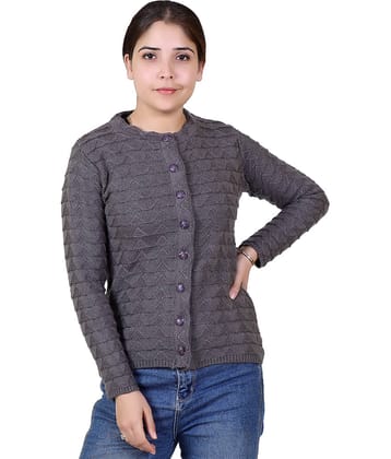 Varenyam Acrylic Grey Buttoned Cardigans - Single