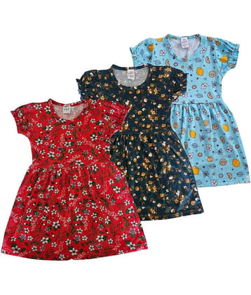 COOLTEES4U Cotton Frock For Girls ( Pack of 3 , Multicolor )