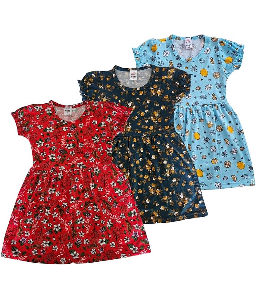 COOLTEES4U Cotton Frock For Girls ( Pack of 3 , Multicolor )
