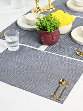 Elegant Grey Woven Pattern Dining Table Placemat