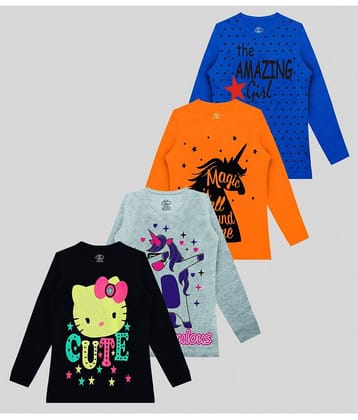 MIST N FOGG Pack of 4 Girls Cotton Blend T-Shirt ( Multicolor )
