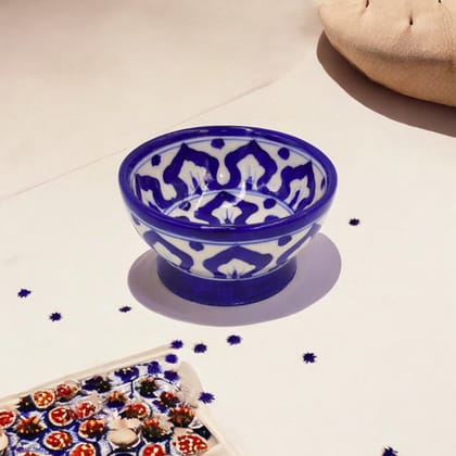 Blue Pottery Round Bowl - Blue