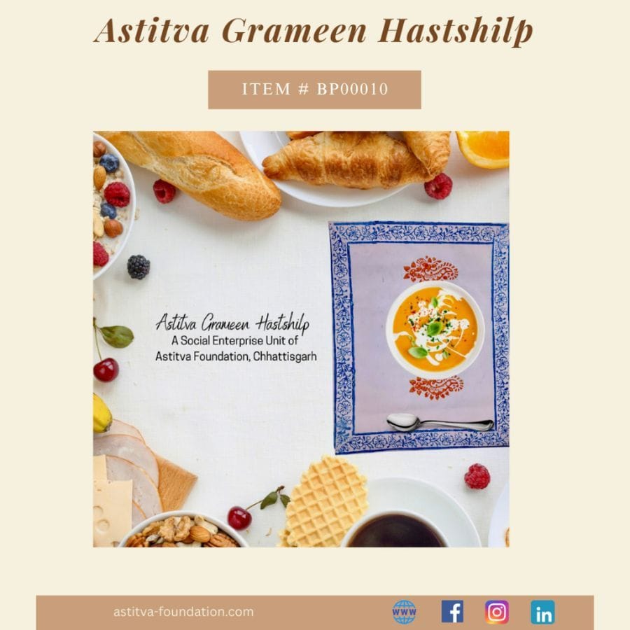 Hand Block–Printed Floral Cotton Placemats 