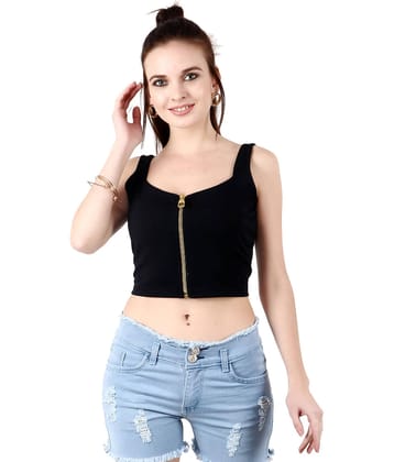 POPWINGS Women's Polyester Crop Top ( Black )