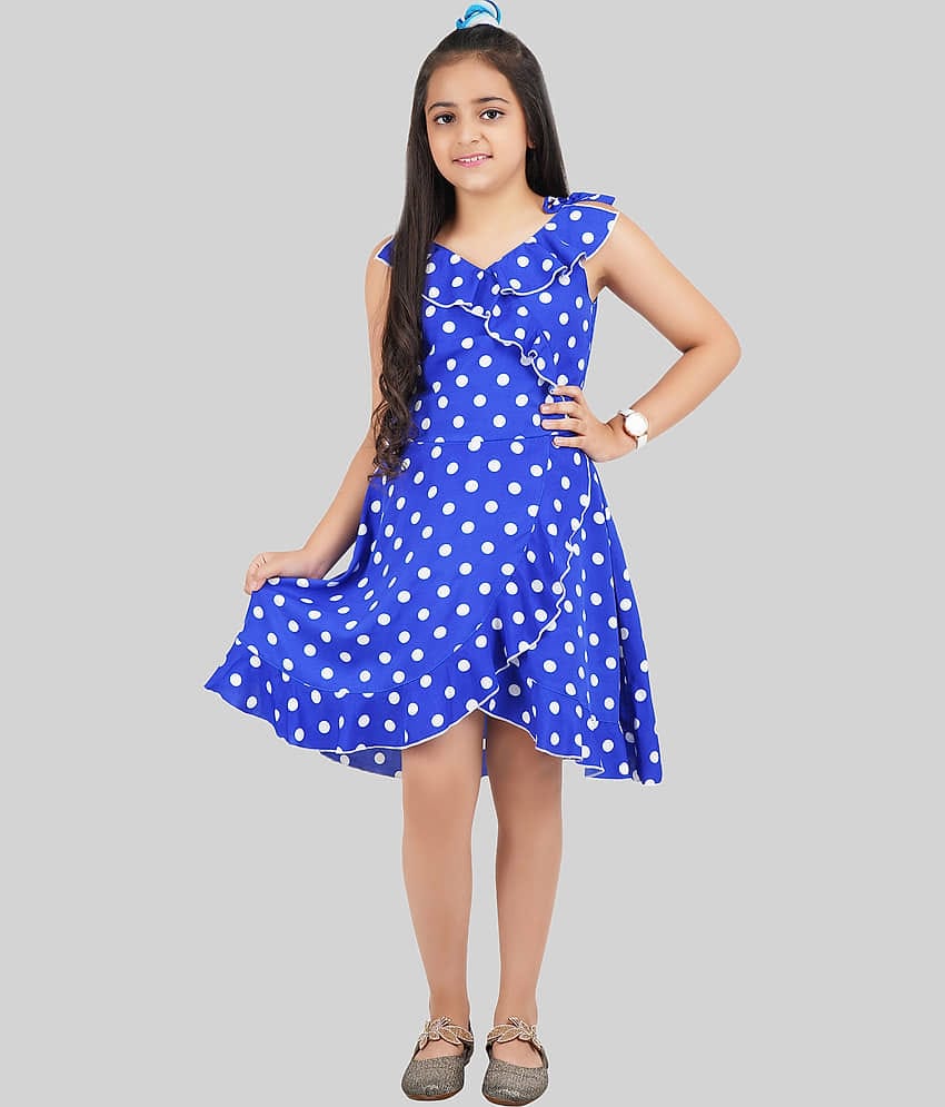 Being Naughty Polyester Asymmetric Dress For Girls ( Pack of 1 , Royal Blue )