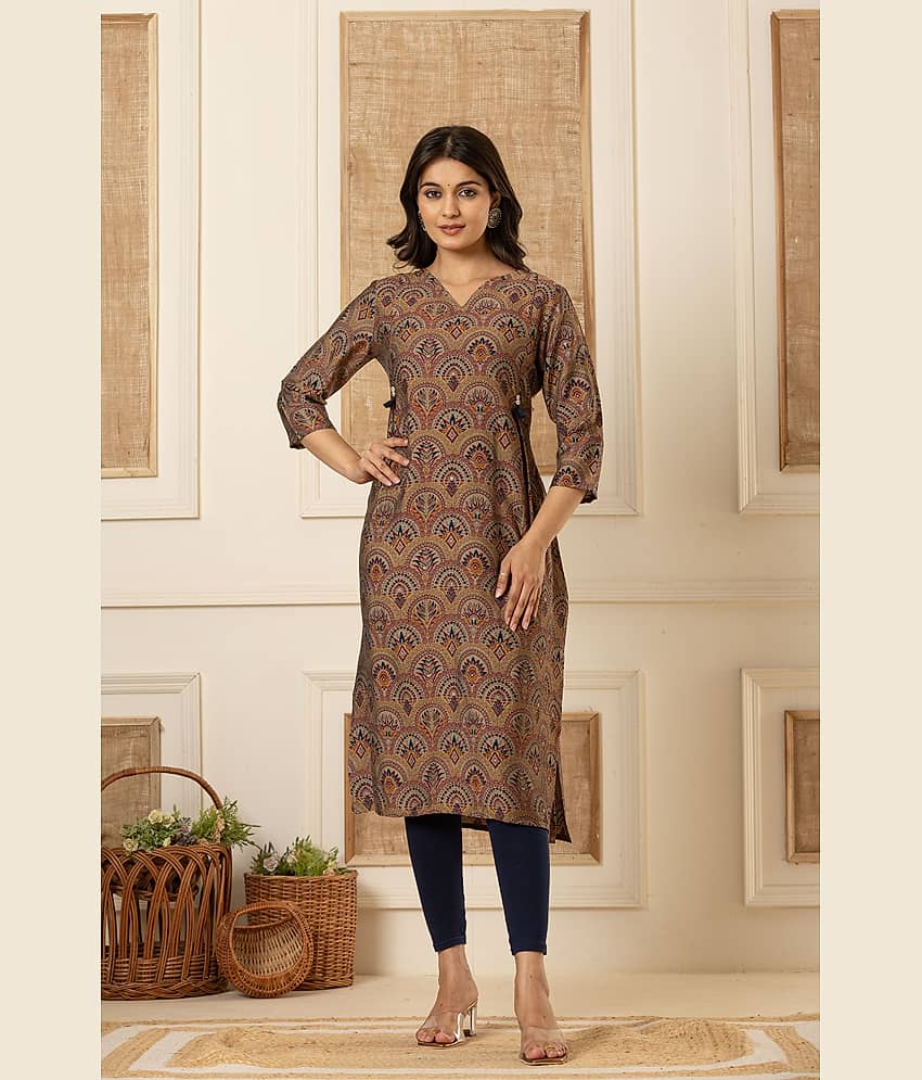 Flamboyant Cotton Printed Kurti With Pants Women's Stitched Salwar Suit - Red ( Pack of 1 )