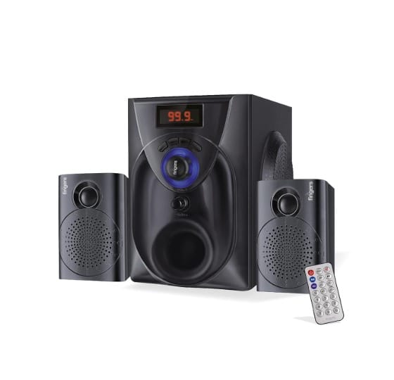 FINGERS Challenger Wood Encased Multimedia 2.1 Speaker (18 W Stereo Powerful Bass | Bluetooth, FM, USB, SD, AUX (RCA) | Remote Control)