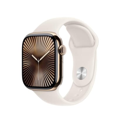 Apple Watch Series 10 GPS + Cellular 42mm Gold Titanium Starlight Sport Band