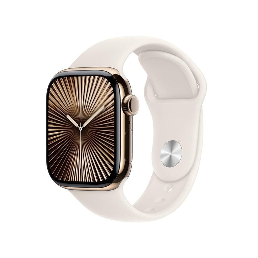 Apple Watch Series 10 GPS + Cellular 42mm Gold Titanium Starlight Sport Band