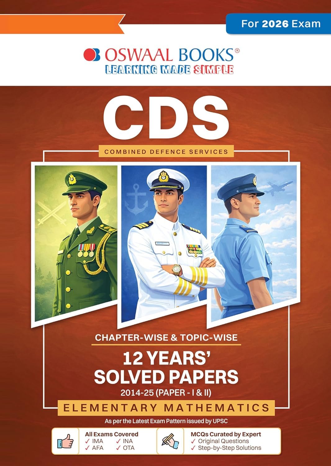 OSWAAL CDS (COMBINED DEFENCE SERVICE) || CHAPTERWISE || TOPICWISE || 12 YEARS SOLVED PAPER 2014-2025 (I &II) Mathematics -OSCDS12SP