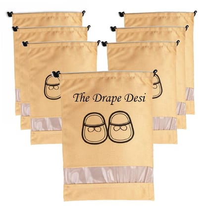 The Drape Desi Transparent Beige Colour Shoe Bag for Travel & Storage – Dustproof Rose Pink Shoe Cover Pouch for Men & Women | Shoe Organizer for Luggage & Wardrobe (Pack of 10)
