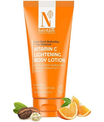 Nutriglow Advanced Organics Vitamin C Lightening Body Lotion for Deep Moisture, Brightening- Men and Women, 150mL