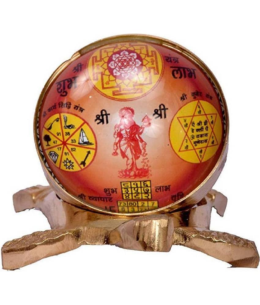 Rudra Divine Brass Golden Metal Vaastu / Fengshui Kachuaa / Tortoise / Turtle for Good Luck with Inbuilt Shriyantra, Shri Kuberyantra, Shri Sarv Karya Siddhi Yantra, and Shri Vyapar Vridhi Yantra with Goddess Lakshmi /Home / Office Size 8.5 x 6 cm |