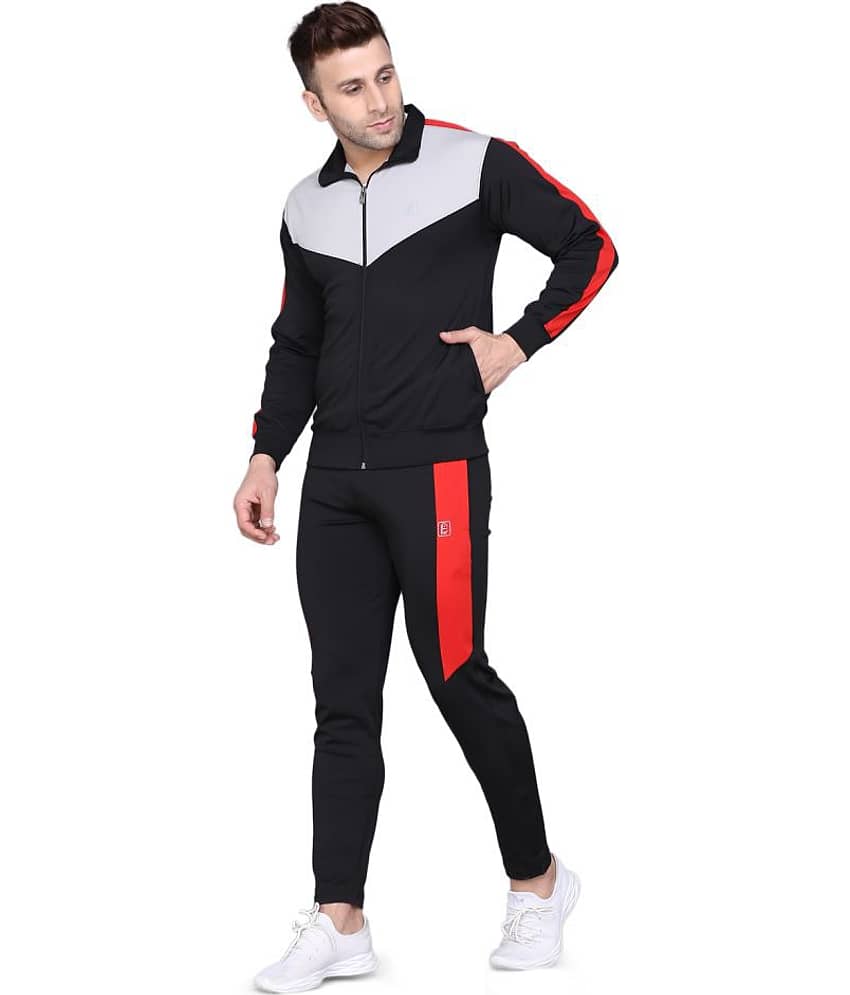 PRAUME - Black Polyester Regular Fit Colorblock Men's Sports Tracksuit ( Pack of 1 )