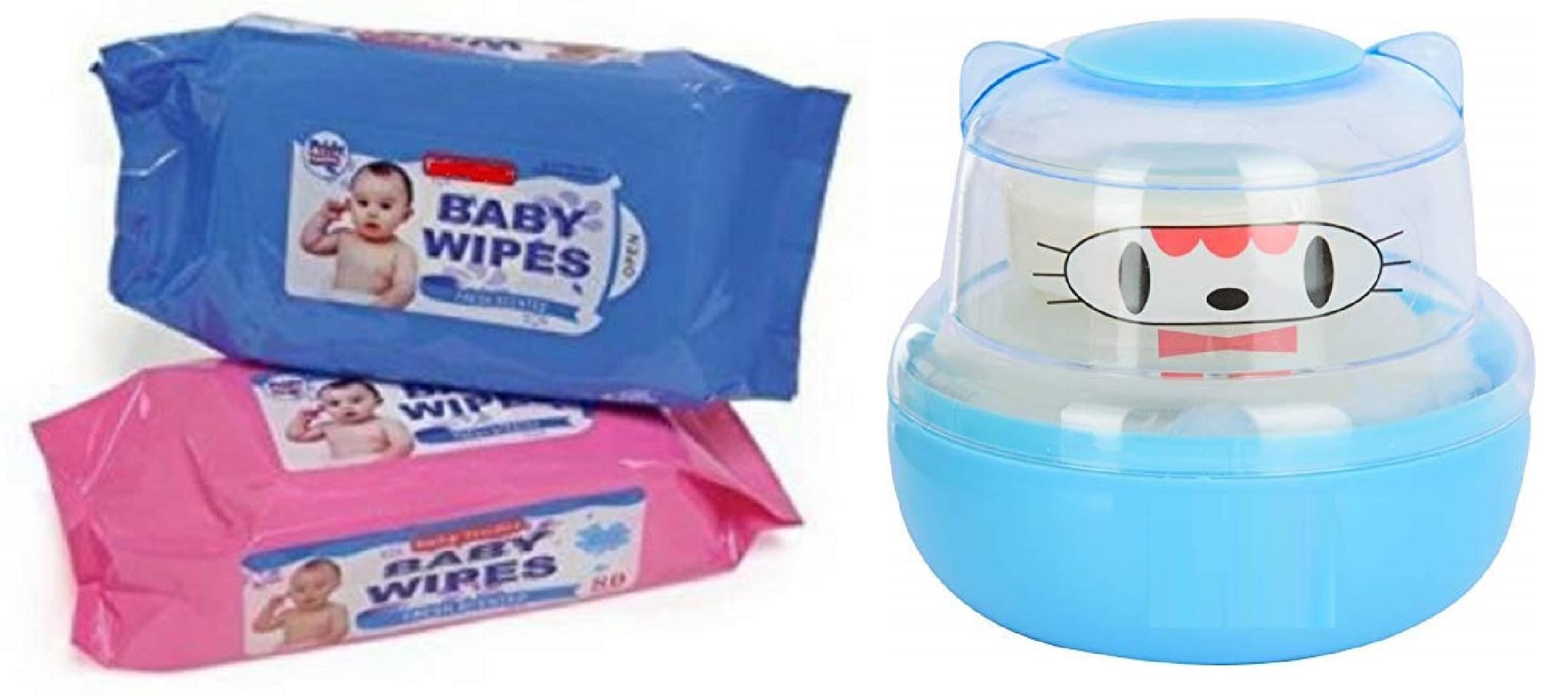 Elecsera Baby Products Unbreakable Total Hygiene Cylindrical Powder with Baby Wipes Tissue (3 Items in the set)