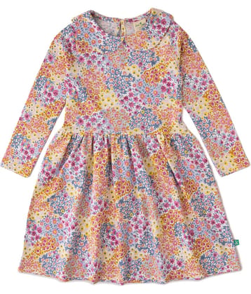 Juscubs Cotton Fit And Flare Dress For Girls ( Pack of 1 , Multicolor )