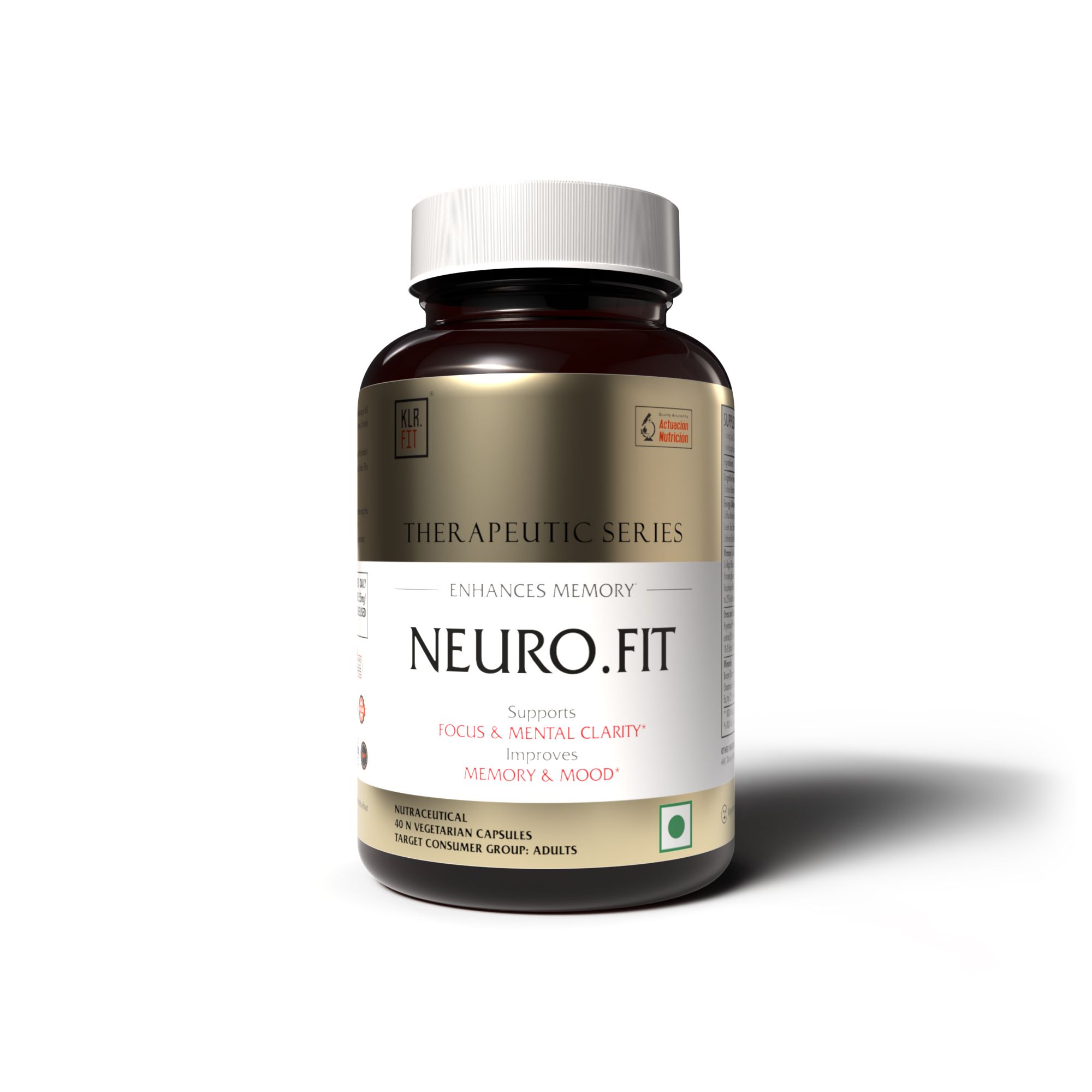 Klr.Fit Neuro.Fit - Nervous System Support for Memory, Focus, Clarity, and Recall | Ginkgo Biloba, Bacopa Whole Herb, Hypericum Perforatum | 40 Veg Capsules