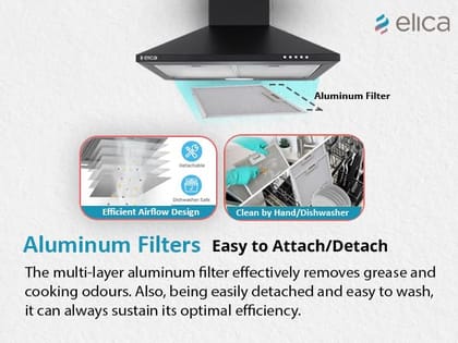 Elica 60cm 900 m3/hr Cassette Filter Kitchen Chimney with 5 Years WARR on Motor and 1 Year Comprehensive | STRIP PLUS CF 60 NERO | Black | 3 Speed Push Button Control | Made In India Elica 60cm 900 m3/hr Cassette Filter Kitchen Chimney with 5 Years WARR 