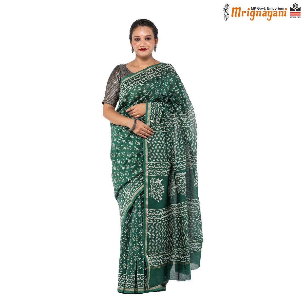 HANDLOOM CHANDERI SILK SAREE WITH BLOUSE (SKU - 1SCZ01250522, SAREE-1074)