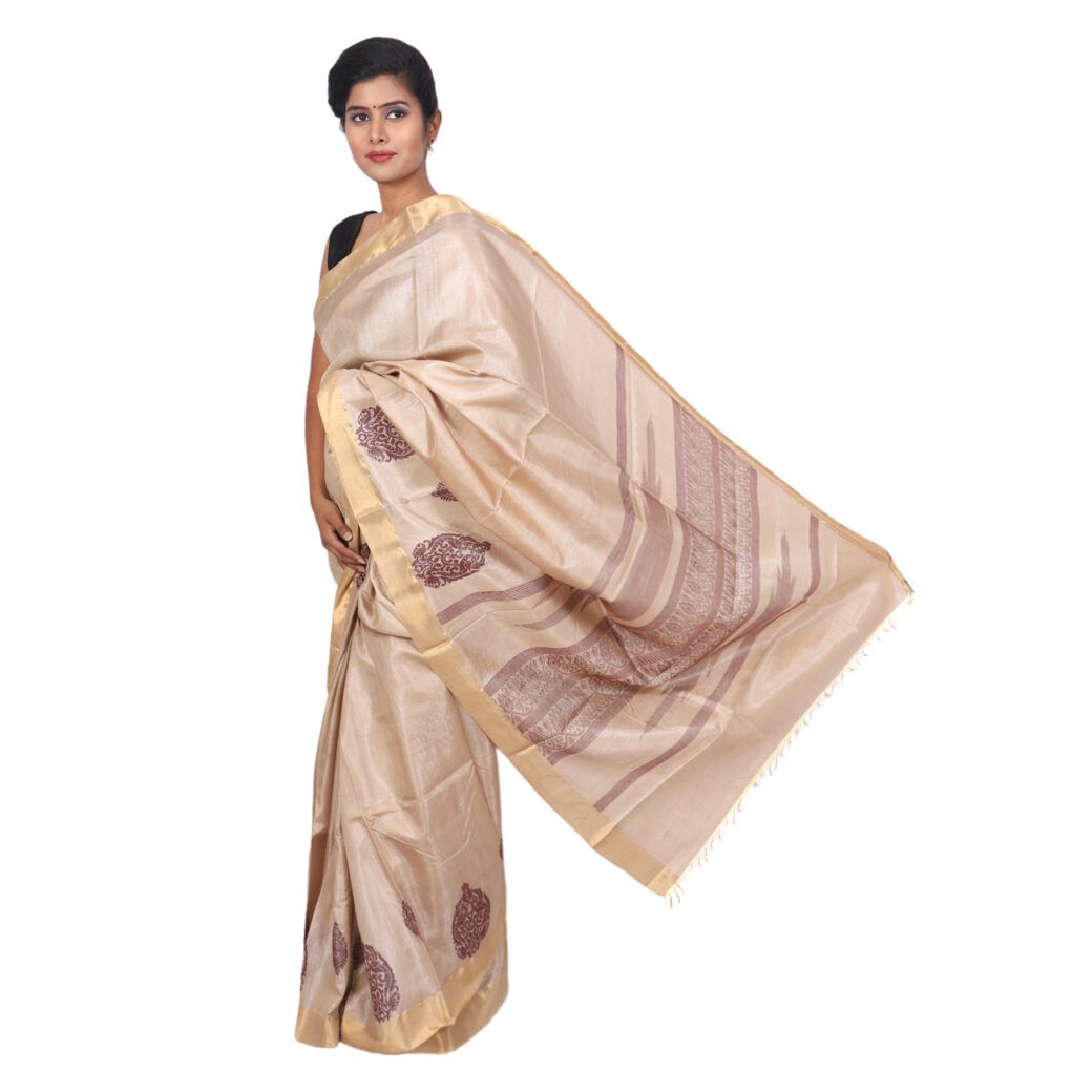 HANDLOOM KOSA SAREE WITH BLOUSE (SKU - 1SXT02071020 SAREE- 144)