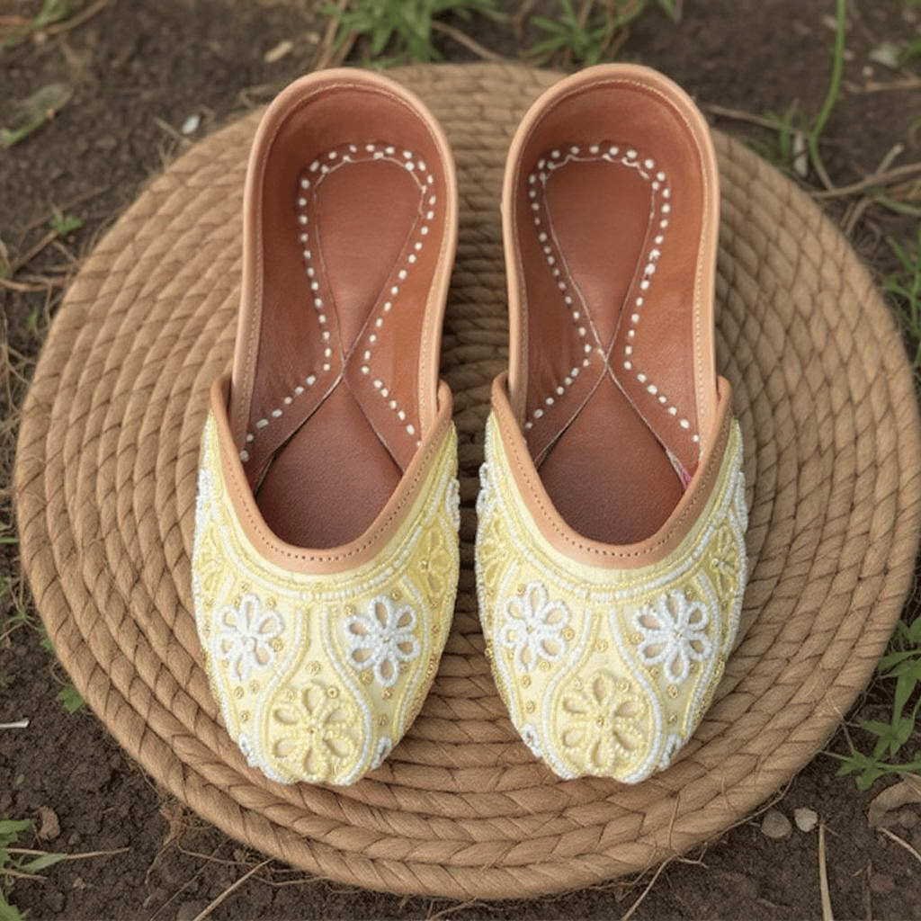 Hand Embroidery Punjabi Jutti with Moti work 