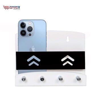 Sarvatr Acrylic Double Mobile Stand with Key holder Charging Holder Wall Mounted