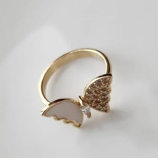 Gold-Plated Stainless Steel Buttrefly  Finger Ring