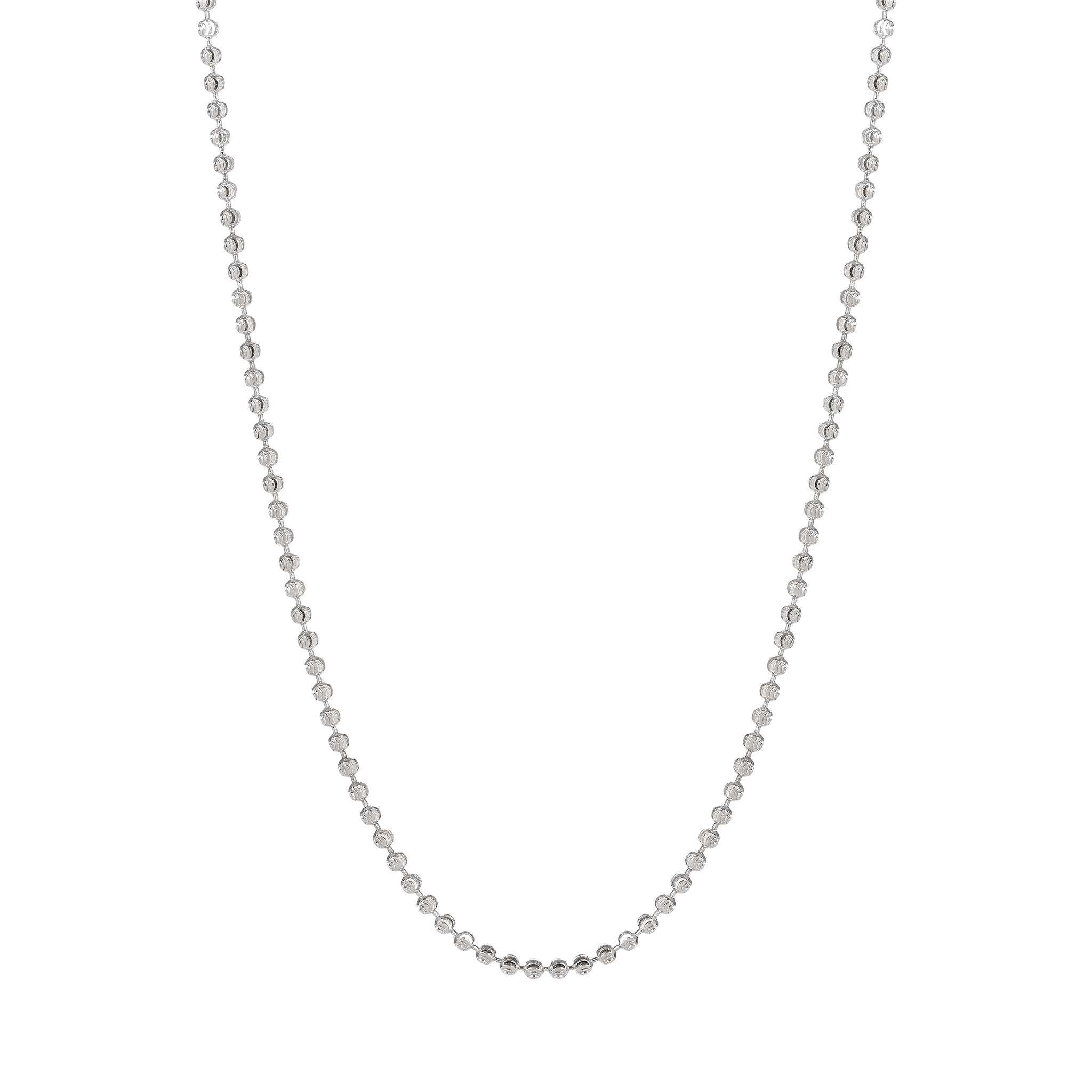 Sterling Silver Beaded Chain Necklace for Women & Men | Minimalist Lightweight Chain | Everyday Jewelry I Weight - 4.53 g