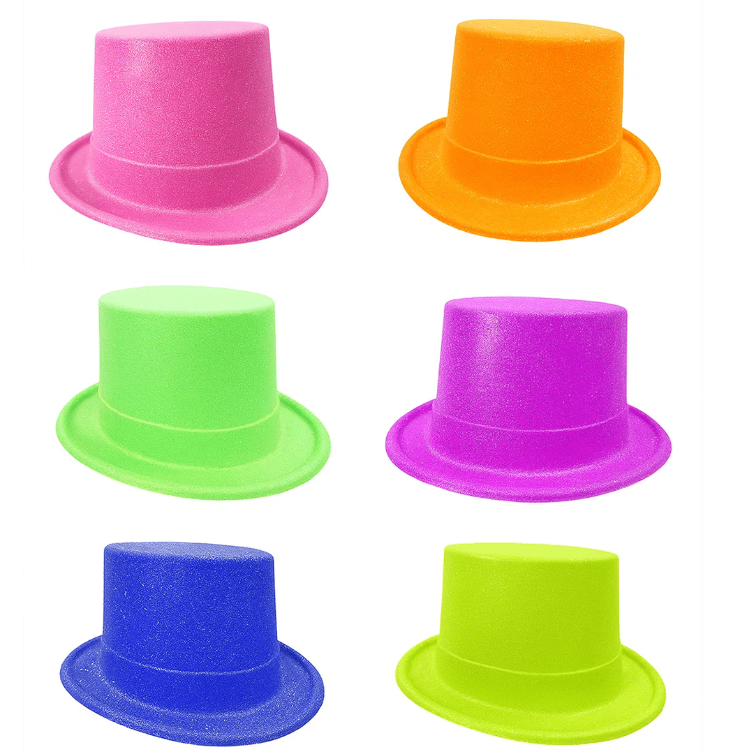 Neon Glitter Hats Combo Pack - 6PC