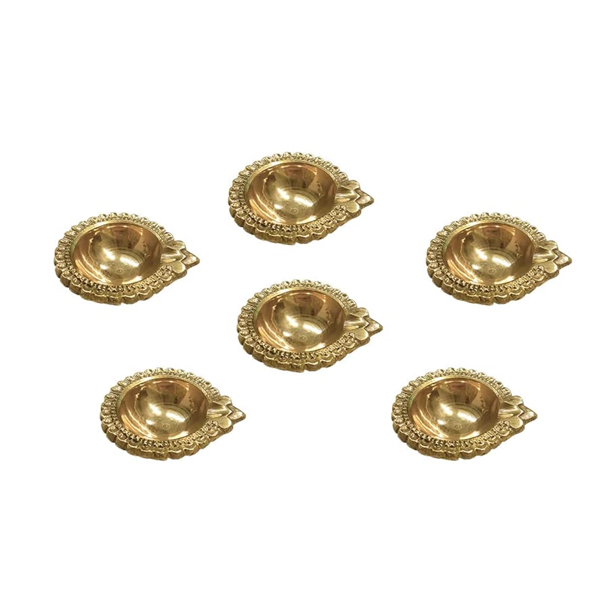 Shubhkart Nitya Brass Dhan Kuber Diya for Daily Puja & Festival Time (Pack of 6) Traditional Kuber Deepak for Home,Temples,Office, Festive Gifts|Unique Decorative Item(6.1cm Length x 4.2 Height) 180Gm