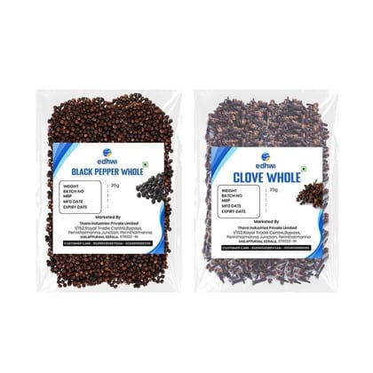 EDHWI Black Pepper 25g & Clove 25g Combo | Premium Spices for Cooking, Baking & Flavoring