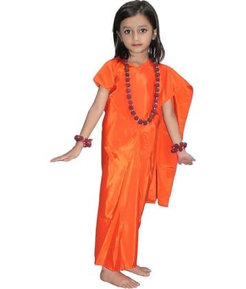 Kaku Fancy Dresses Vanvasi Seeta Sita Costume For Ramleela/Dussehra/Mythological Character Costume -Orange, 3-4 Years, For Girls