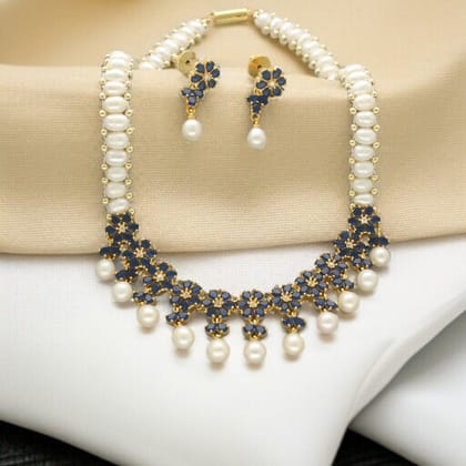 Ornate Blossom Pearl Necklace Set