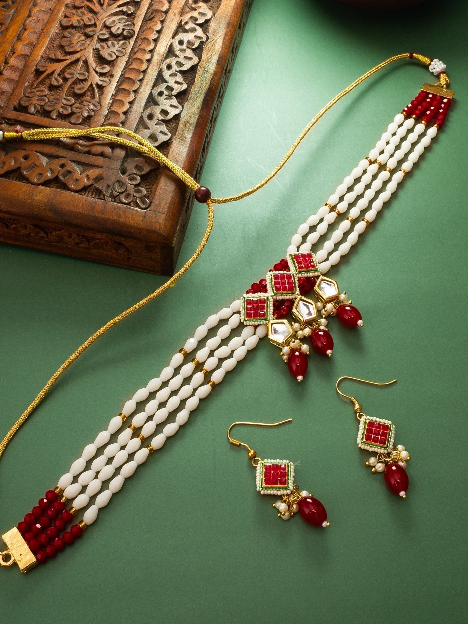 Morison Golden Dream Necklace and Earrings Set Sparkle with Sophistication