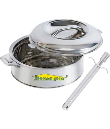 HomePro Casserole 1500 & Gas Lighter Silver Steel Thermoware Casserole ( Set of 2 , 1500 mL )