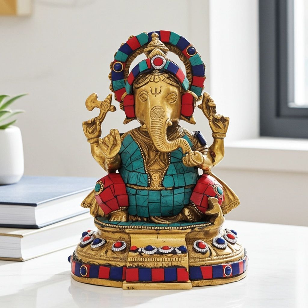 Brass Showpiece Ganesh Statue Lord Ganesha Brass Statue | Prosperity & Good Luck Charm(BSMAS747 G)
