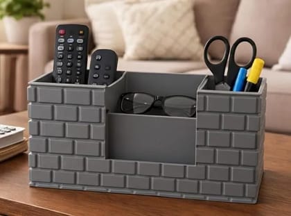 Brick Styled Remote Stand cum Organizer (Grey)