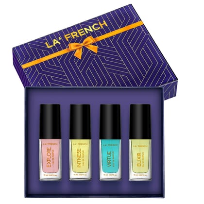 La French Purple Perfume Gift Set for Men & Women 4x15ml - Elixir | Explore | Intense | Virtue