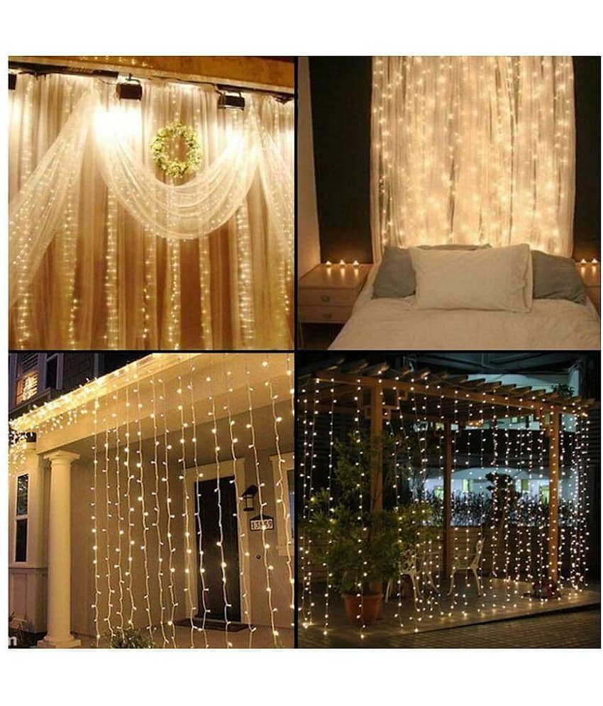 a to z traders 3x3Mtr Waterfall curtain LED String Lights Yellow