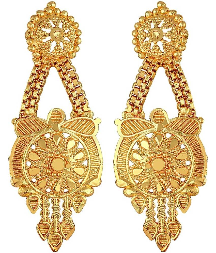 VIVASTRI Golden Stud Earrings ( Pack of 1 )