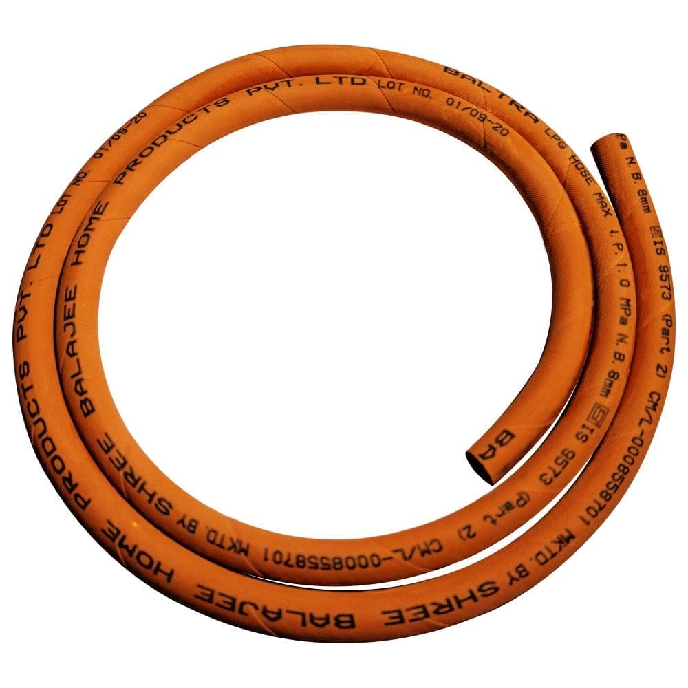 Baltra 1.5 Meter LPG Hose Pipe Flame Resistant, Leak Proof, Made with Reinforced Steel Wire For Home Gas Cylinder Pipe ISI Certified - 1 Year Warranty